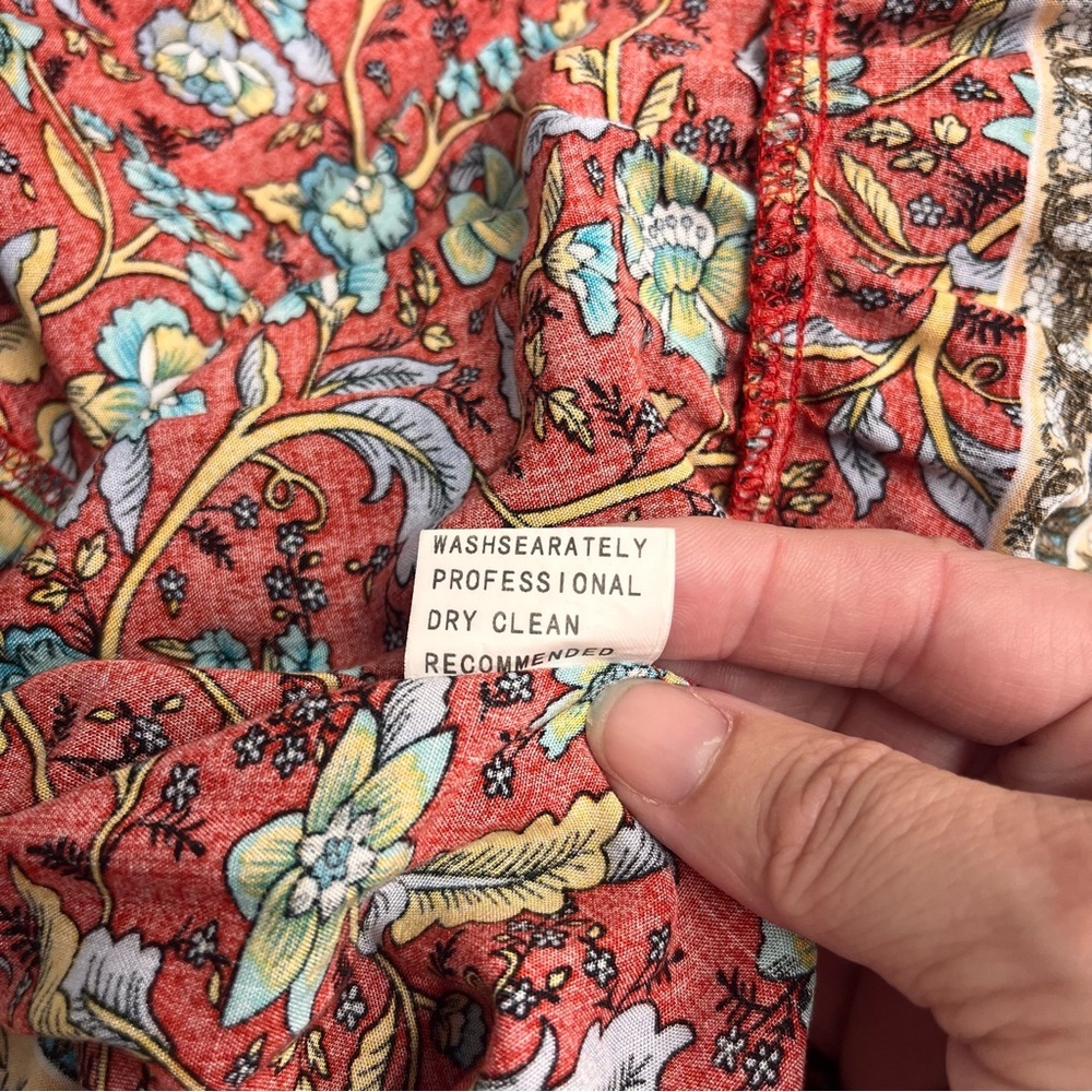 Prairie‎ style dress small farm girl countryside floral print v neck tie waist - Picture 10 of 13